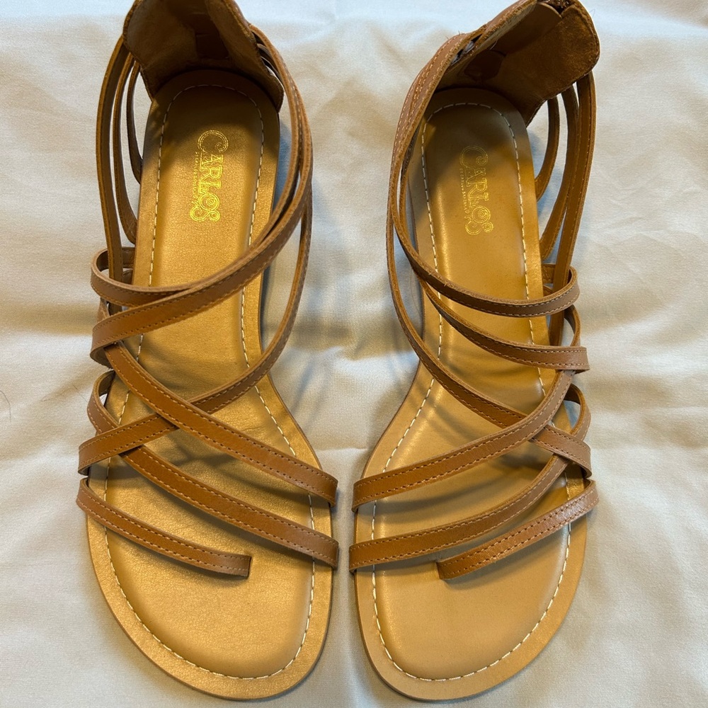 Carlos Santana Leather Strappy Sandals
